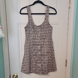 Zara Checkered Button-Front Mini Dress